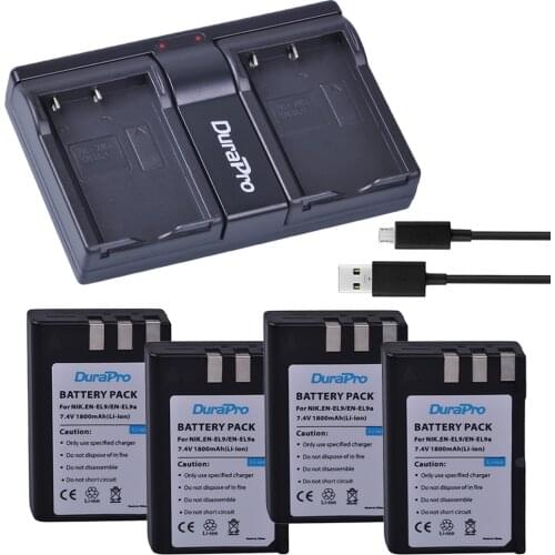 DuraPro 4x 1800mAh EN-EL9 EN EL9 ENEL9 Rechargeable Camera Battery + USB Dual Charger For Nikon D40 D40X D60 D3000 D5000 Bateria
