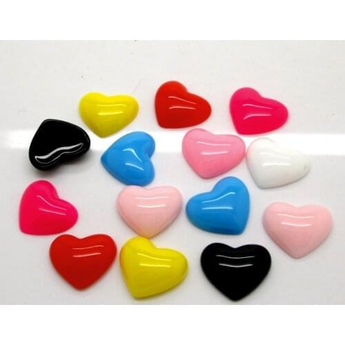 50Pcs Mixed Heart Resin Decoration Crafts Beads Flatback Cabochon Scrapbook DIY Embellishments Accessories
