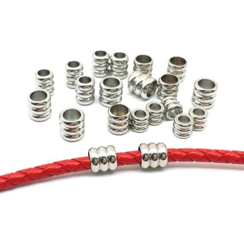 20pcs Stainless Steel Big Hole Stripe Spacer Beads Positioning Beads Beaded For DIY Bracelet/Necklace Jewelry Making Supplies