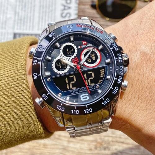 NAVIFORCE Luxury Brand Men Military Sports Watches Mens Digital Quartz Clock Full Steel Waterproof WristWatch Relogio Masculino