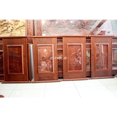 Dongyang Burma Huali boutique relief carving Pendant classical entrance four screen wall hanging gentleman farmer shipping