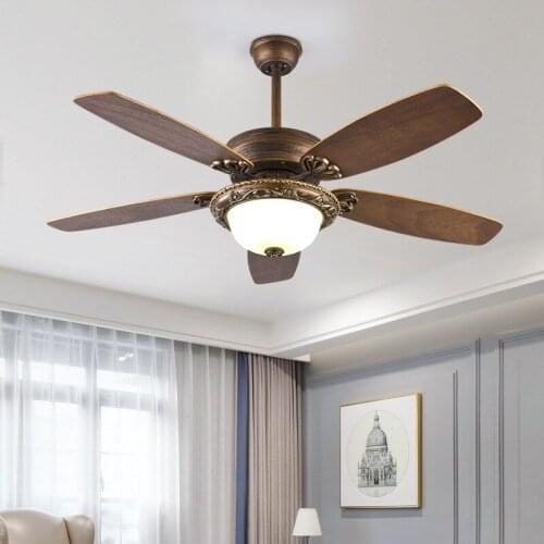 52" European dining room fan lamp ceiling household living room fan lamp remote control Nordic bedroom electric fan lights