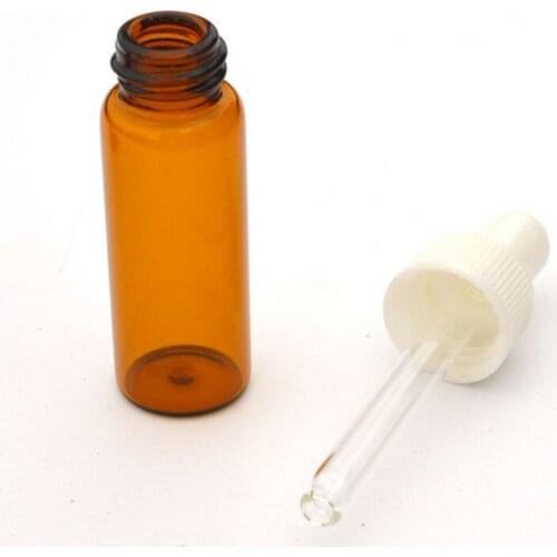 10pcs 5ml Amber Glass Dropper Bottle Pure Glass Dropper Tubes Perfume Sample Bottle Essential Oil Vial