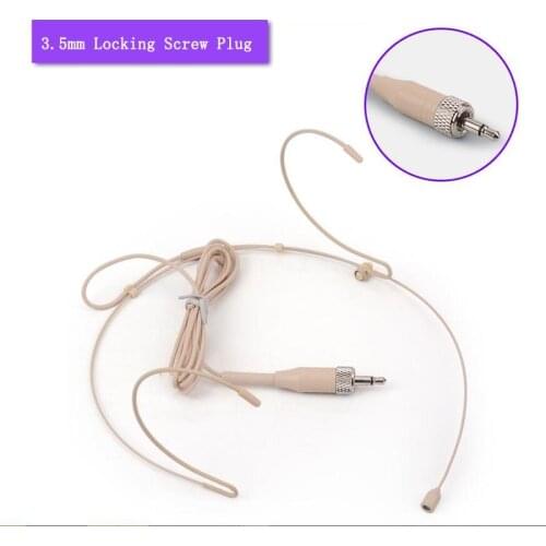 Earhook Headworn Headset Unidirectional Microphone for Sennheiser Wireless Microphone System - 1/8" TRS Locking Screw Plug