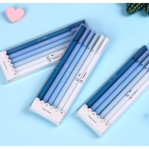 6Pcs/Set Morandi Creative Cute Simple Small Fresh Gel Pen Quick Drying Cap Neutral Pen Bullet diary School Office Stationery