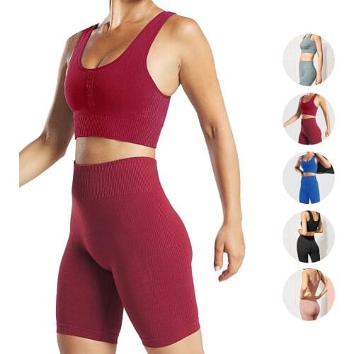 High Waist Leggings Set Seamless Yoga Suit Workout Women Yoga Bra Gym Crop Top Exercise Clothes Push Up Fitness Athletic Shorts