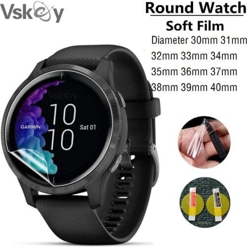 VSKEY 100PCS TPU Soft Screen Protector for Garmin Venu Smart Wrist Watch Diameter 38mm Protective Film (Non Tempered glass)