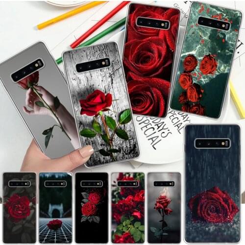 Red Butterfly Roses Flower Soft Cover Phone Case For Samsung Galaxy S10 S21 S20 FE S9 S8 S7 Note 10 9 8 Plus Ultra Lite J4 J6