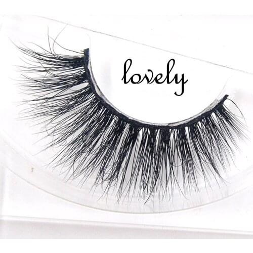 False eyelashes 100% Handmade Eye Lashes 3D Real Mink Makeup Thick Fake False Eyelashes wholesale Black Cotton Stalk lash-lovely