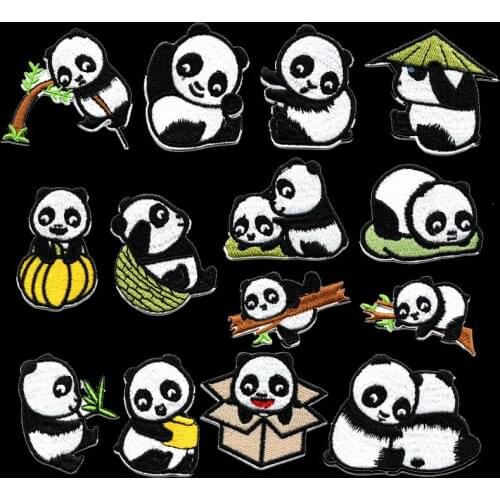 Kawaii Panda Embroidery Iron on Patch for Clothes Applique Animal Clothing Stickers Badges for Backpacks Jacket Jeans Patches