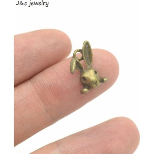 Wholesale 40Pcs metal Antique Bronze color rabbit Charms pendant fit European bracelet made diy Pendant Jewelry Findings D9212