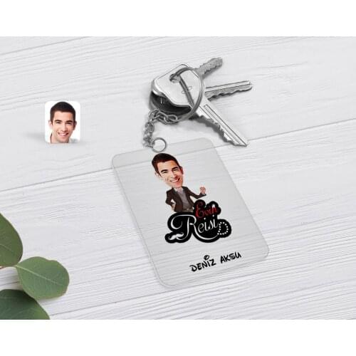 Personalized House Chieftain Caricature Of Transparent Plexiglass Anahtarlık-3