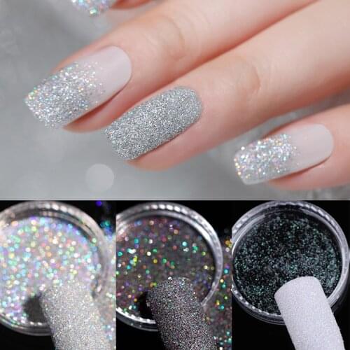 Holographics Nail Glitter Powder Laser Silver Glitter Iridescent Flakes Sequins Super Shining Paillette Pigment Dust For Nails