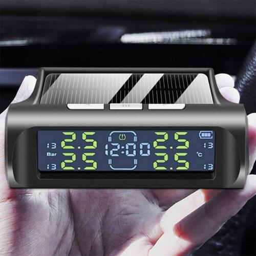 Smart Car TPMS Tire Pressure Monitoring System Solar Power Digital TMPS LCD Display USB Auto Security Alarm Tire Pressure Sensor