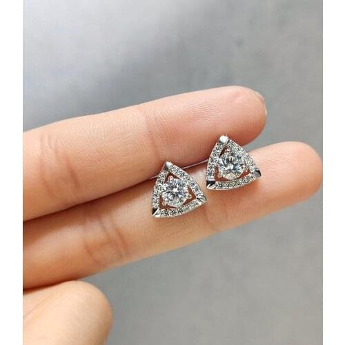 New Popular 925 Sterling Silver Brilliant Cut 0.5 ct Diamond Test Past Triangle Moissanite Earrings Women 2020 Luxury Jewelry