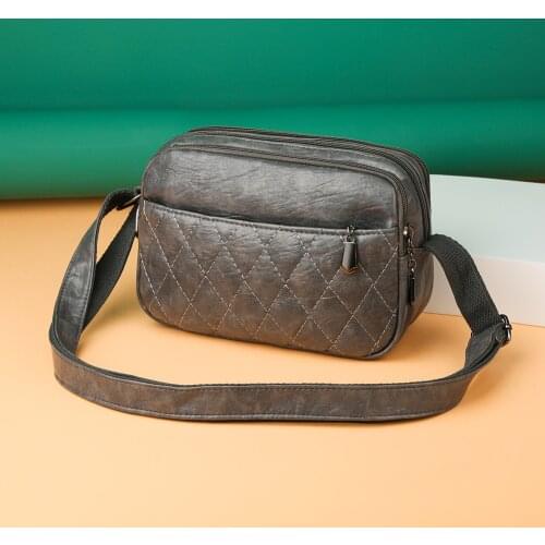 New Girls Brief Womens Casual Bags Retro Lattice Pattern PU Solid Color Shoulder Bag Casual Small Crossbody Bags