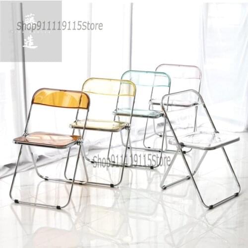 Solid Wood Folding Chair Metal Middle Ancient Nordic Color Transparent Dining Chair Net Red Photo Chair Clothing Store