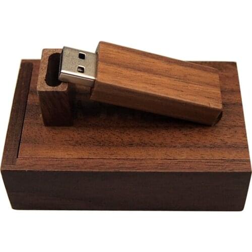 Walnut Wooden + Box USB Flash Drive 2.0 Pendrive 4GB 8GB 16GB 32GB Pen Drive Flashdrive Custom Logo Photography Gift Wedding