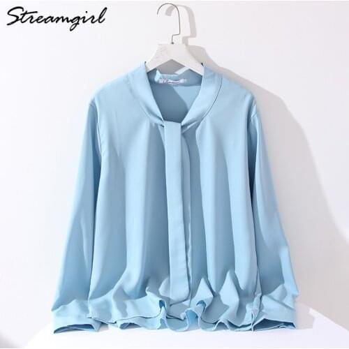 Vintage Elegant Blouses For Women Autumn Loose V Neck Shirts White Office Blouse Ladies Tops Chiffon Blouse Women 2021 OL Tops