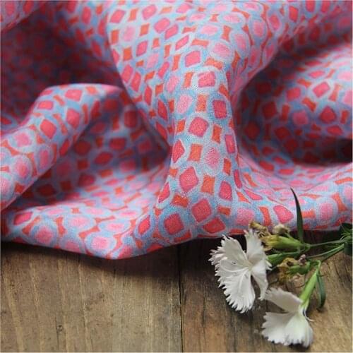 High quality new natural ramie fabric Geometric digital printing sewing Skirt lining dress shirt bag fabrics