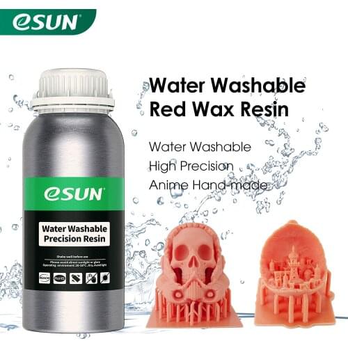ESUN LCD UV 405nm Water Washable Red Wax Resin High Precision 3D Printer Liquid Resin for Photon UV Curing LCD 3D Printer 500g