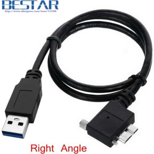 100pieces/lot) 1.2m 4FT Left Right Angled Micro USB 3.0 With Lock Screw Mount Cable for Industrial Camera MicroUSB Angle Cables