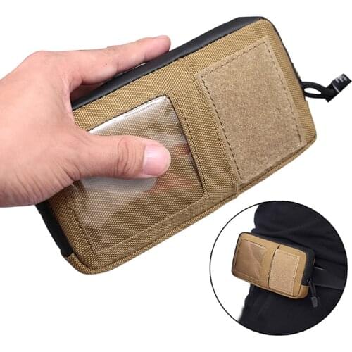 1000D Tactical Wallet Card Pouch Waterproof Molle Bag Card Key Holder Military Waist Bag With Carabiner for Camping Hunting
