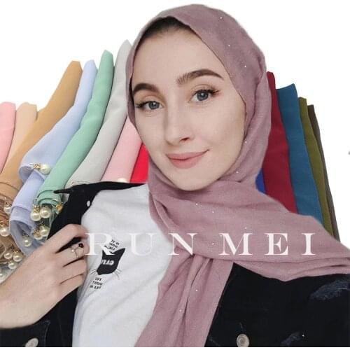 2021 spring and summer new Bali yarn monochrome sprinkling gold silk scarf Baotou shawl scarf Muslim women hijab scarf90*180cm