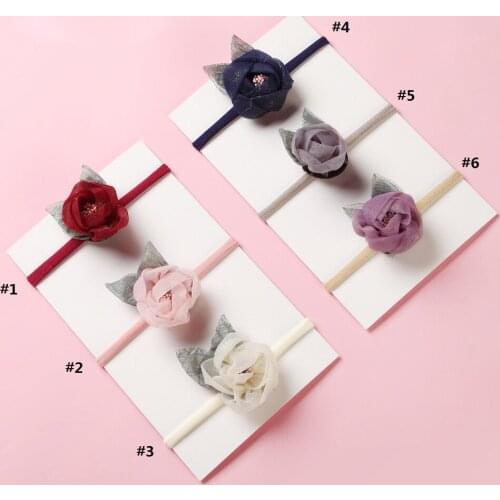 24pc/lot Trendy Kroea Style Chiffon Flower Wide Skinny Thin Nylon Headbands Children Girls Flower Headwraps Hair Accessories