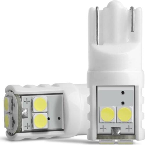 2X Ceramic T10 LED W5W Light 3030 6SMD Motor Car Wedge Reverse Instrument Panel Reading Trunk Lamp White 6000K Bulbs Auto 12V