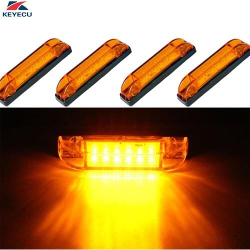 KEYECU 4 Pieces 4" Amber 6LED Side Marker Lights Rear Side Clearance Marker Lamp for Truck Trailer Boat Bus RV Indoor Outdoor