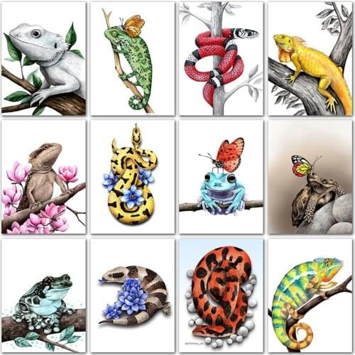 Full Round Diamond mosaic 5D DIY Diamond painting Colorful animals snake butterfly Full Square Diamond embroidery Cross stitch