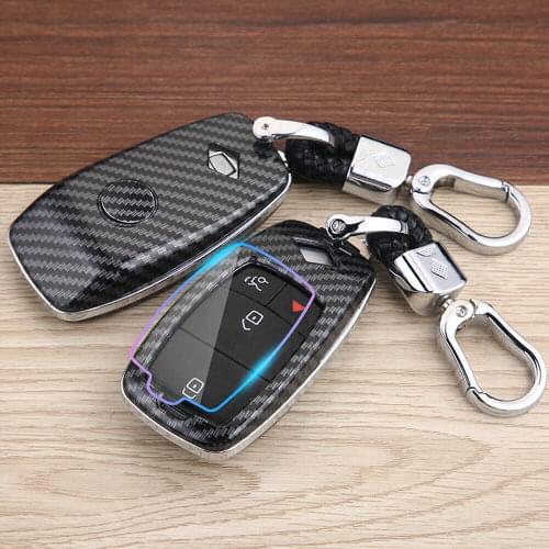 Car Accessories Fit For Benz GLB GLC GLE GLA GLS B C E S G Class Carbon Fiber Car Keychain Key Fob Case Shell Bag Cover