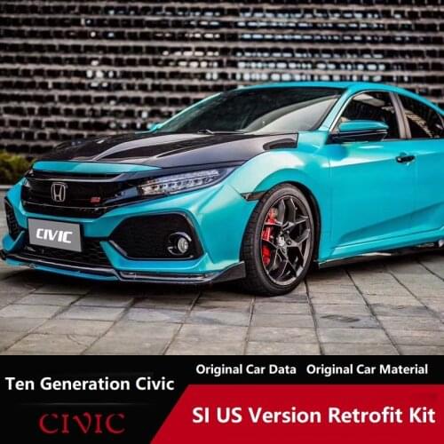 Crazy2021 Fit For 10th Civic Modified SI Front Rear Bumpers New Civic Si Mid-grid Side Skirt And Tail Modified Large Surround