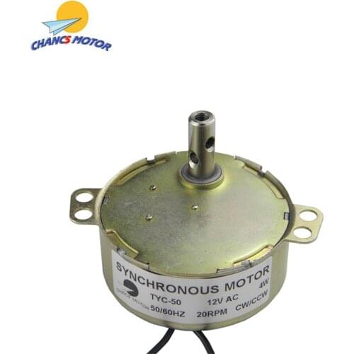 CHANCS Synchronous Motor TYC-50 12V AC 20-24RPM CW/CCW 4W Geared Motor Slow Speed Electric Motor