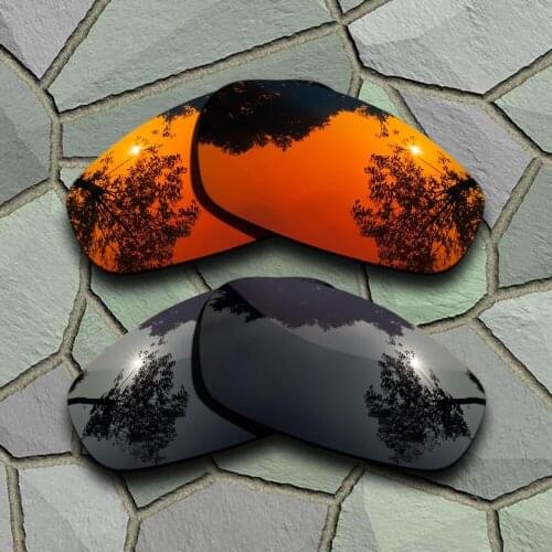 Grey Black&Red Orange Sunglasses Polarized Replacement Lenses for Oakley Split Jacket