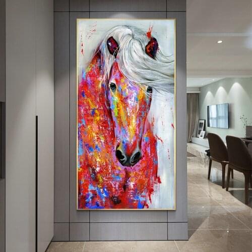 DDHH Home Painting Wall Art Canvas Paintings Color Animal Picture Poster The Horse Portrait Prints Home Decor No Frame