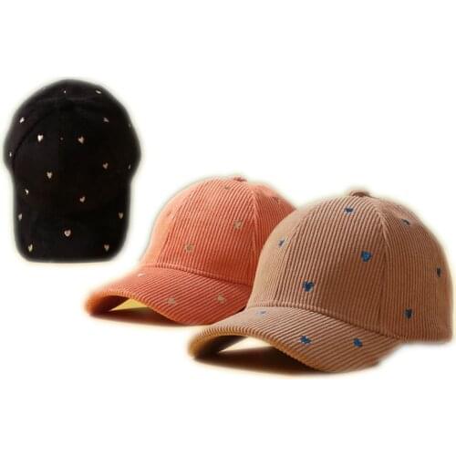 Baby Embroidery Baseball Hat Cotton Autumn Winter Hearts Fashion Childrens Baseball Cap Child Cap Bucket Hat Outdoor Kids Hats