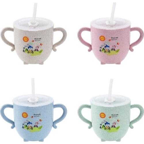 Baby Learning Water Cup with Lid Handle Straw Drinking Cup ,Children’s Training Cup Can Be Heated Cute Cartoon Cup