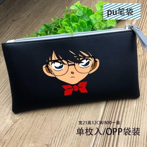 Anime Detective Conan Long Zip Wallet Case Closed Cartoon Coin Purse Stationery Storage Bag