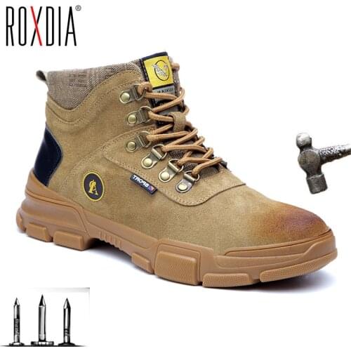 Dropshipping Women Work Sneakers Men Safety Shoes Steel Toe Cap Anticollision Fashion Outdoor Plus Size ROXDIA Brand RXM231