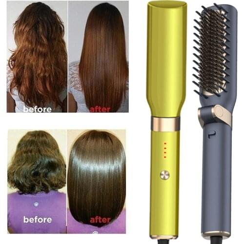 Electric Hair Straight Comb Hair Styling Brush Detangle Hairbrush Hot Heating Comb Hairdressing Straight Straighten Beard