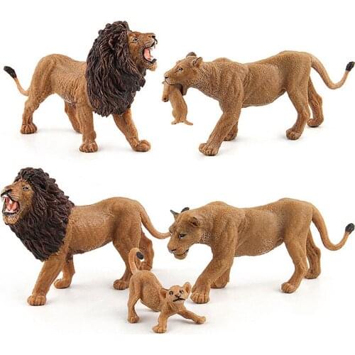 Wild Animal Lion Family Figures Plastic Toys Kids Boys Collection Early Education Simulation Model Gift Toy Mobile Phone Straps