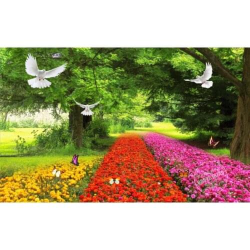 Living room bedroom 2019 Background wall paper mural 3d Green big tree flying pigeon flowers home decor wallpaper