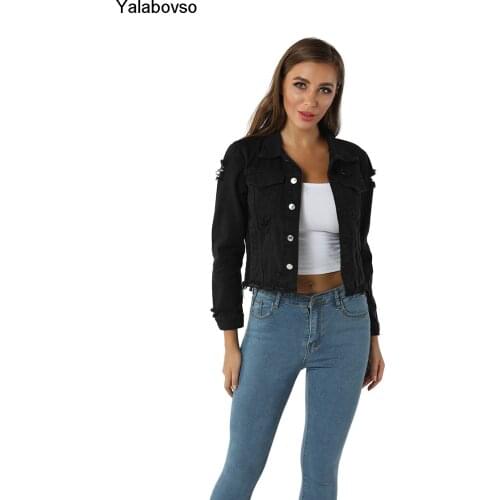 Korean Slim High Street Jean Outwear Denim Jackets For Women Fashion Black Single Breasted Button Casual Coat 2020 Autumn New
