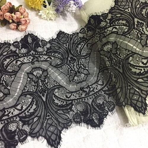 3meters Africa lace fabric trim 35CM DIY no stretch embroidery accessories black white lace trim for crafts sewing decoration