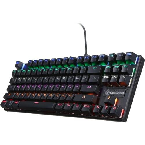 MAGIC REFINER Mechanical Keyboard 87-key Gaming Keyboard Blue Switch N-Key Rollover Keyboard with Russian and English Languages