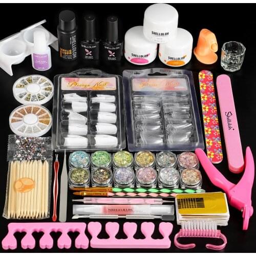 Shelloloh Acrylic Nail Kit Set With Acrylic Powder Liquid Nail Extension Kit Manicure Kit Nail Tools All For Manicure Nail Kit