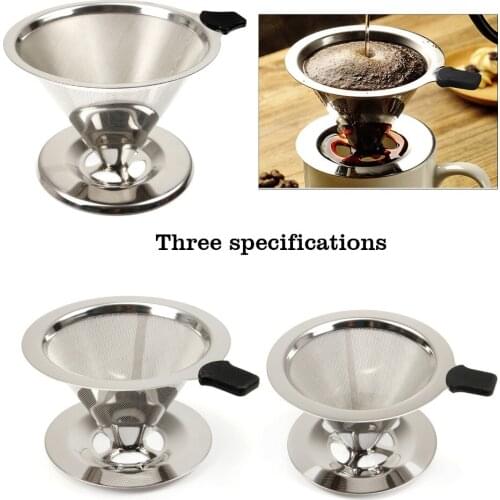 Reusable Stainless Steel Coffee Filter Holder Sets Brew Drip Coffee Filter Cone Funnel Metal Mesh Coffee Tea Filter Basket Tools
