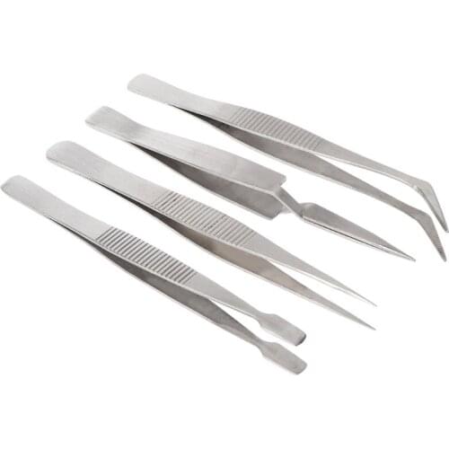 4 Pcs/set Precision Stainless Steel Tweezers Set For Beauty Nail Art Handmade Jewelry Making Crafts Picking Tools